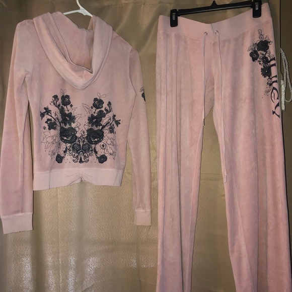 Juicy Couture Sweaters - Juicy Couture Pink Velour Tracksuit